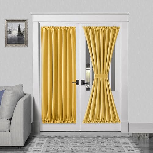 Miniatura 540 de DWCN Cortinas para puerta francesa: cortina térmica con bolsillo para barra para puertas con ventana de cristal, puertas de cocina y patio