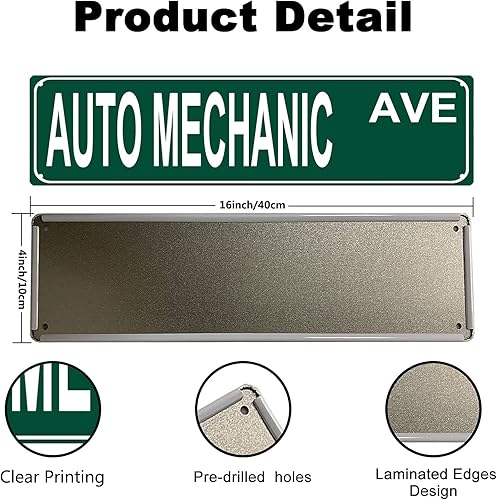 Miniatura 2 de Auto Mechanic Ave - Letrero delgado de metal para decoración de pared para dormitorio, granja, hogar, bar, garaje, hombre, cueva, arte de pared,