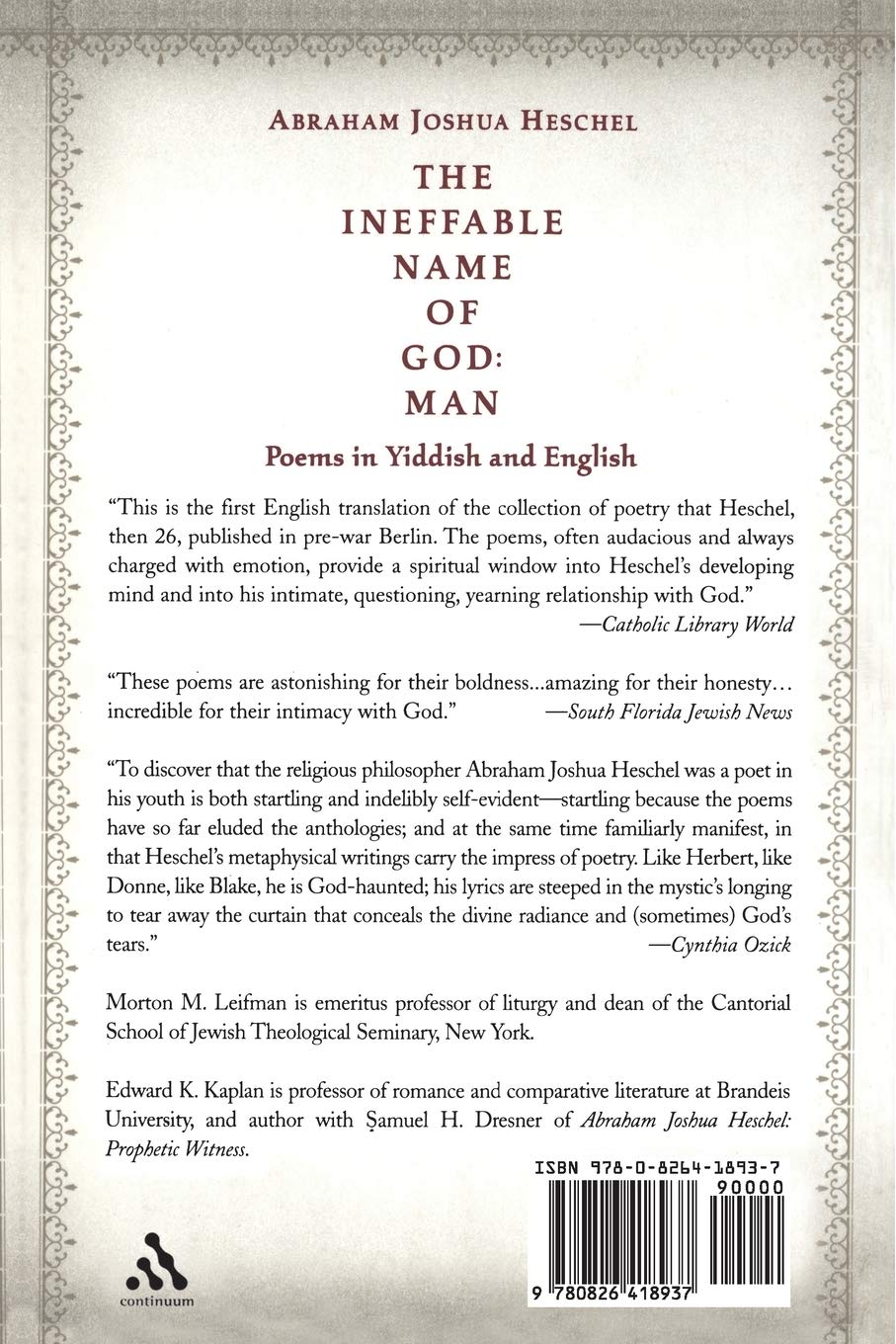 The Ineffable Name of God: Man: Poems in Yiddish and English (English and Yiddish Edition)