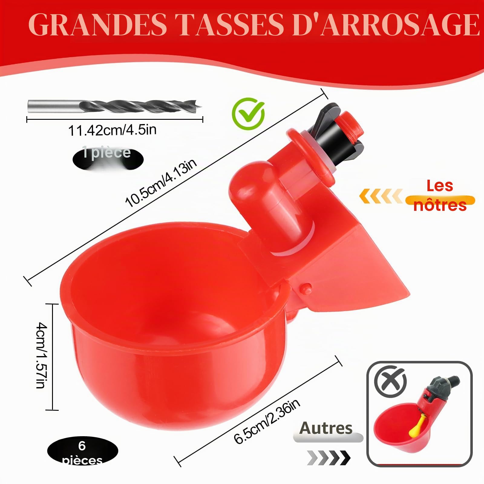 Abreuvoir Poules Automatique 6 Pièce Abreuvoir Volaille en Plastique | Breuvoir de Poulet Kit Volaille Automatique Abreuvoir pour Oiseau Caille Pigeon Poulet Poule