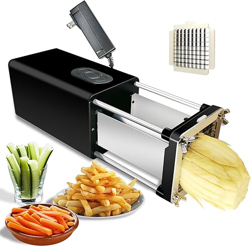 Cortador eléctrico de papas fritas, cortador profesional comercial y doméstico de papas fritas, cortador de patatas con hoja de 12 pulgada y 38