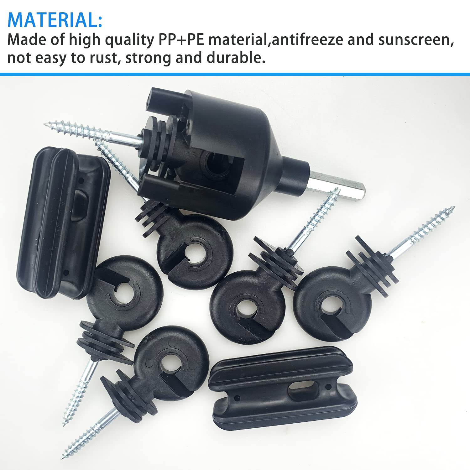25 Isolateurs Pour Ruban Clôture Poteaux T - Noir - Fixation Sans Outils - Pour Rubans Jusqu'à 50mm