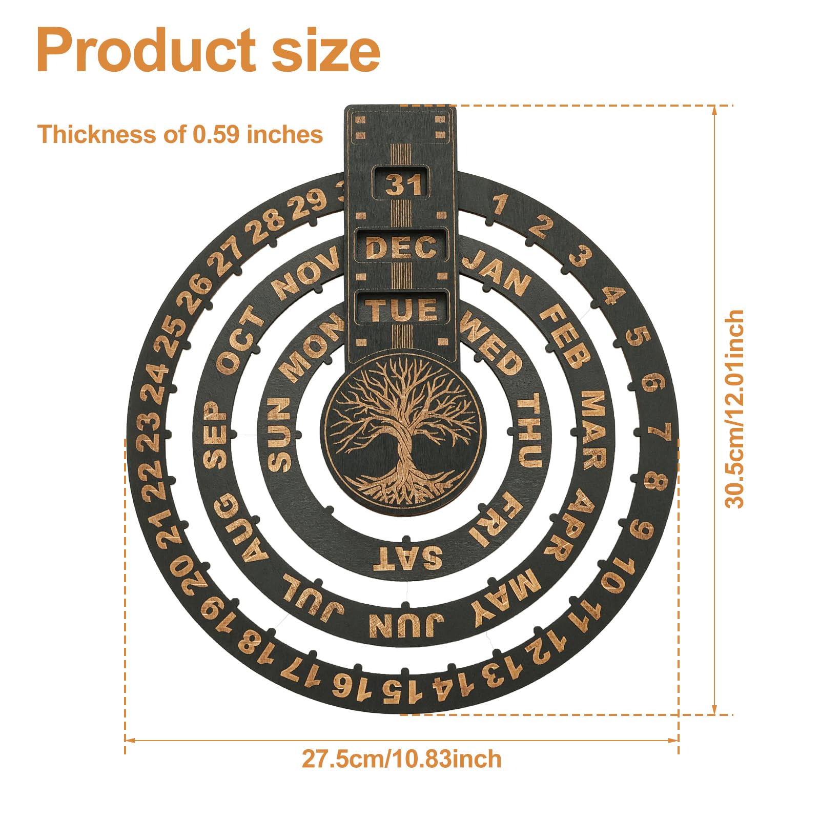 Amazon.com: KTZCTPCA Wooden Rotating Circular Perpetual Calendar