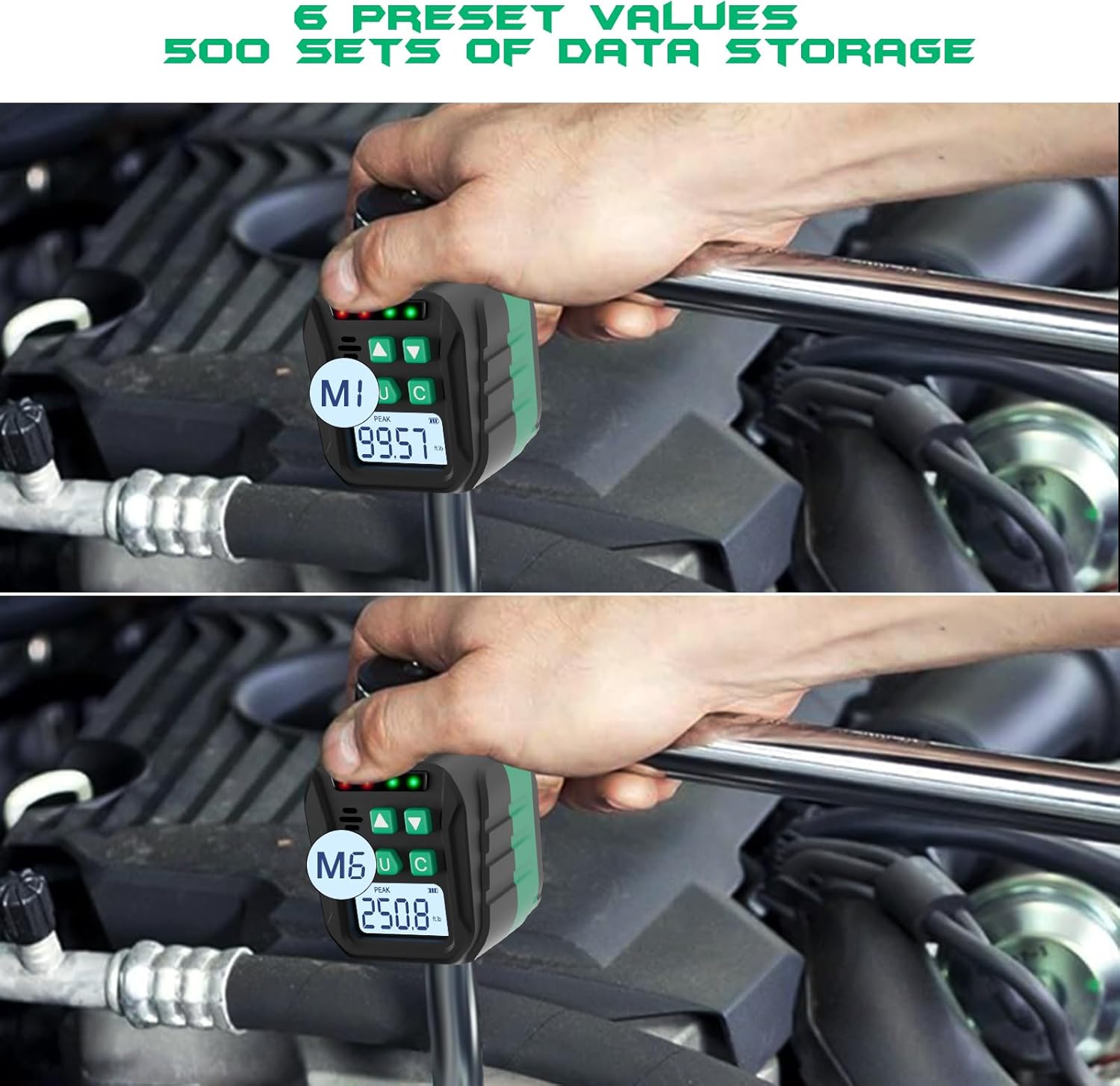 1/2-Inch Digital Torque Adapter, 12.54-250.8 Ft.lb/17-340 N.m, Electronic Torque Wrench Converter with ±2% Accuracy, Preset Function, Data Storage, 3/8” & 1/4” Adapter for Bike, Moto, Car