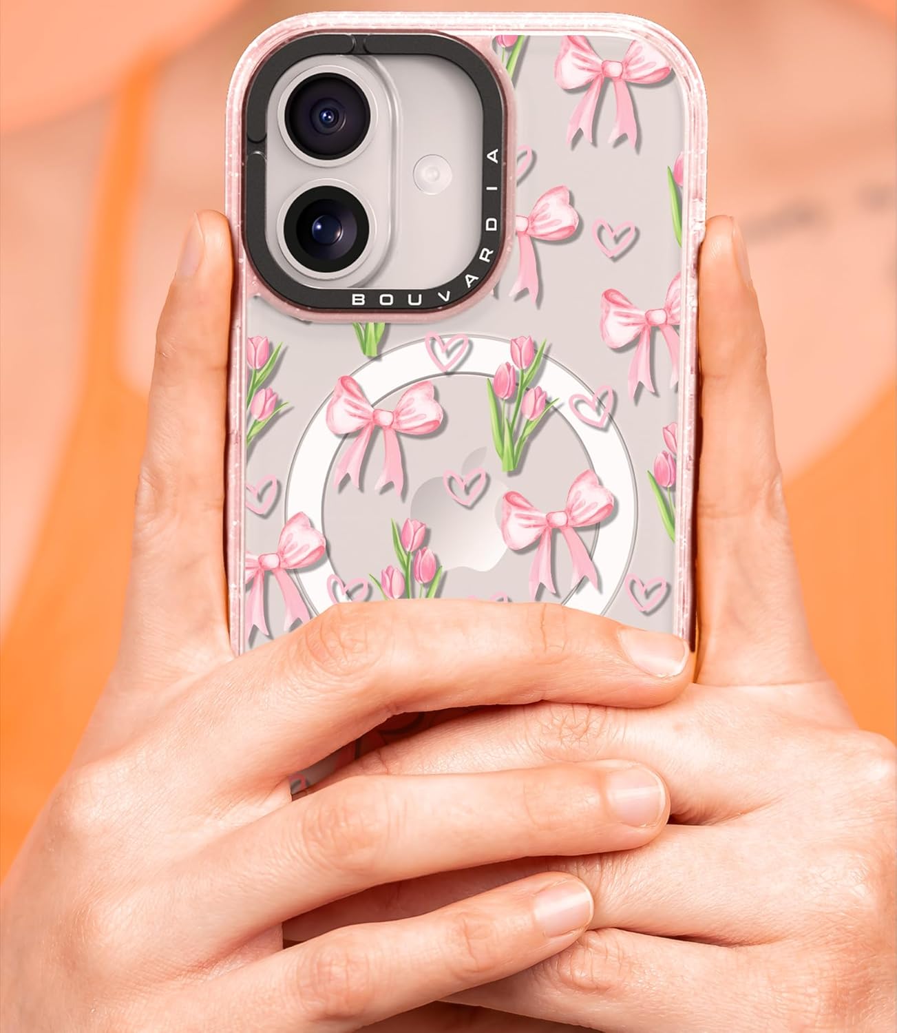 Bouvardia for iPhone 17 Case, Compatible with Magsafe, Cute Design for Women & Girls, Protective & Aesthetic, Bows & Flowers - Tulips