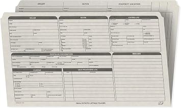 Real Estate Listing Folder Right Panel -Legal Size- Holder for Documents, Pre-Printed with Closing Checklist & Tracker Card Stock Color-Coded Dots for Organization - Made in USA 25-Pack Gray