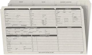 Real Estate Listing Folder - Left Panel List - Holder for Documents, Pre-Printed with Closing Checklist & Tracker on Card Stock - Gray