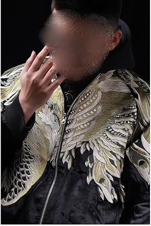 Silk Phoenix Embroidery Men's Double-sided Jacket