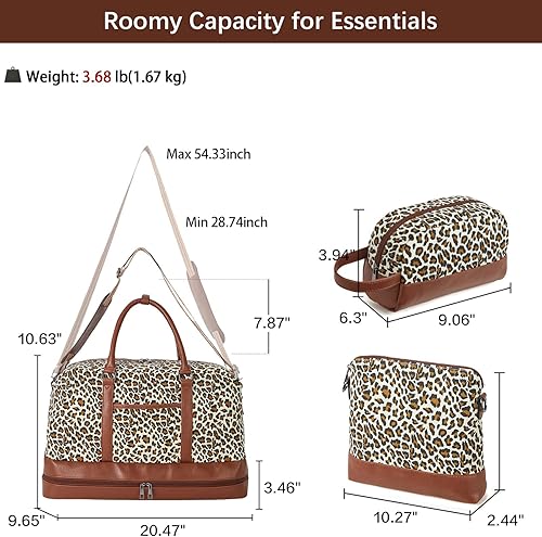 Miniatura 2 de BOSTANTEN Bolsas de fin de semana para mujer, bolsa de lona de viaje, bolsa grande para pasar la noche, bolsa de mano con compartimento para zapatos