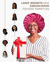 Vista 6 de Gorro de satén para mujer, gorro de seda para dormir, gorro de pelo rizado con banda de corbata, doble capa para dormir, envoltura para el cabello