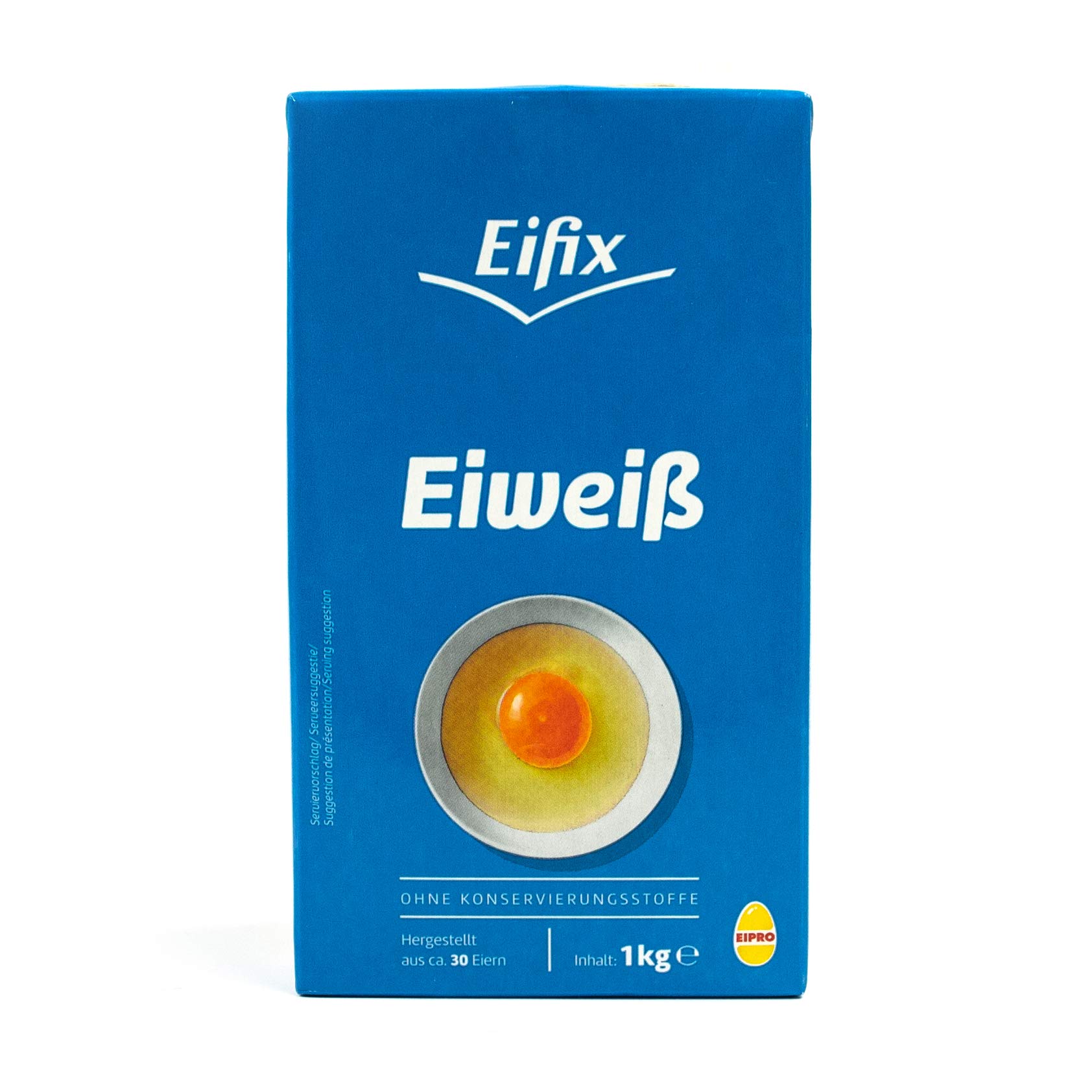 Eifix - 12er Pack Eiweiß flüssig hergestellt aus ca. 30 Eiern 1 kg Packung - Eipro flüssiges Eiklar Eiweiss flüssig ohne Konservierungsstoffe ideal zum Kochen und Backen (pasteurisiert Egg White)