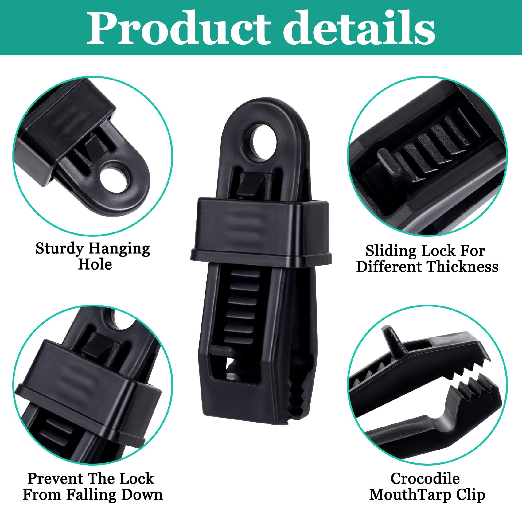 Joez Wonderful Tarp Clips 10-Pack – Heavy Duty Plastic Lock Grips For Tarps, Covers & Camping (Orange)