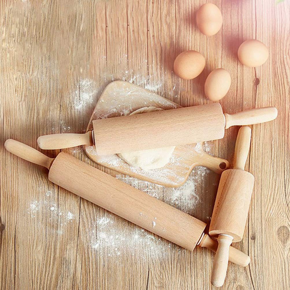 Cabilock 2piezas Rodillo De Madera Natural Sin De Herramienta Esencial Para Hornear Pasteles y Galletas Ergonómicos y Rodamiento Para El