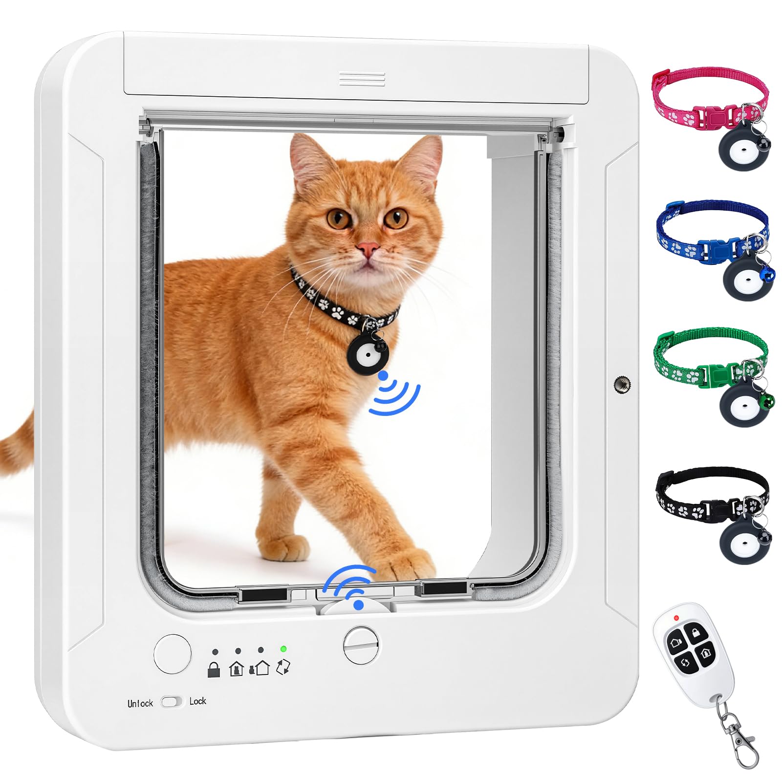 Smart Cat Door with 4 Collar Sensor Key
