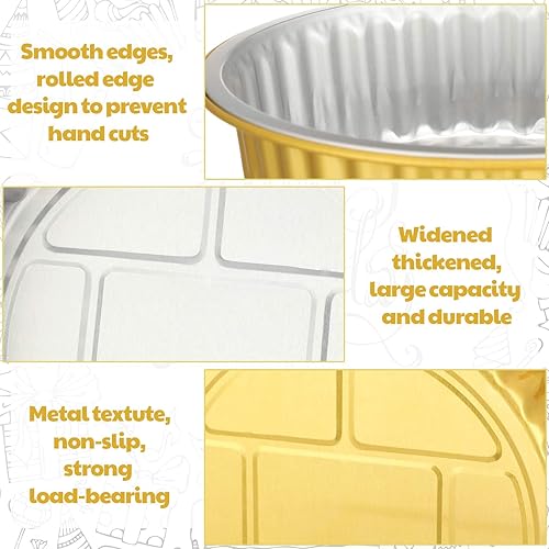 Miniatura 6 de 40 sartenes de papel de aluminio de 7 pulgadas con tapas, 31 onzas, doradas, 2 veces más gruesas, de papel de aluminio resistente, desechables,