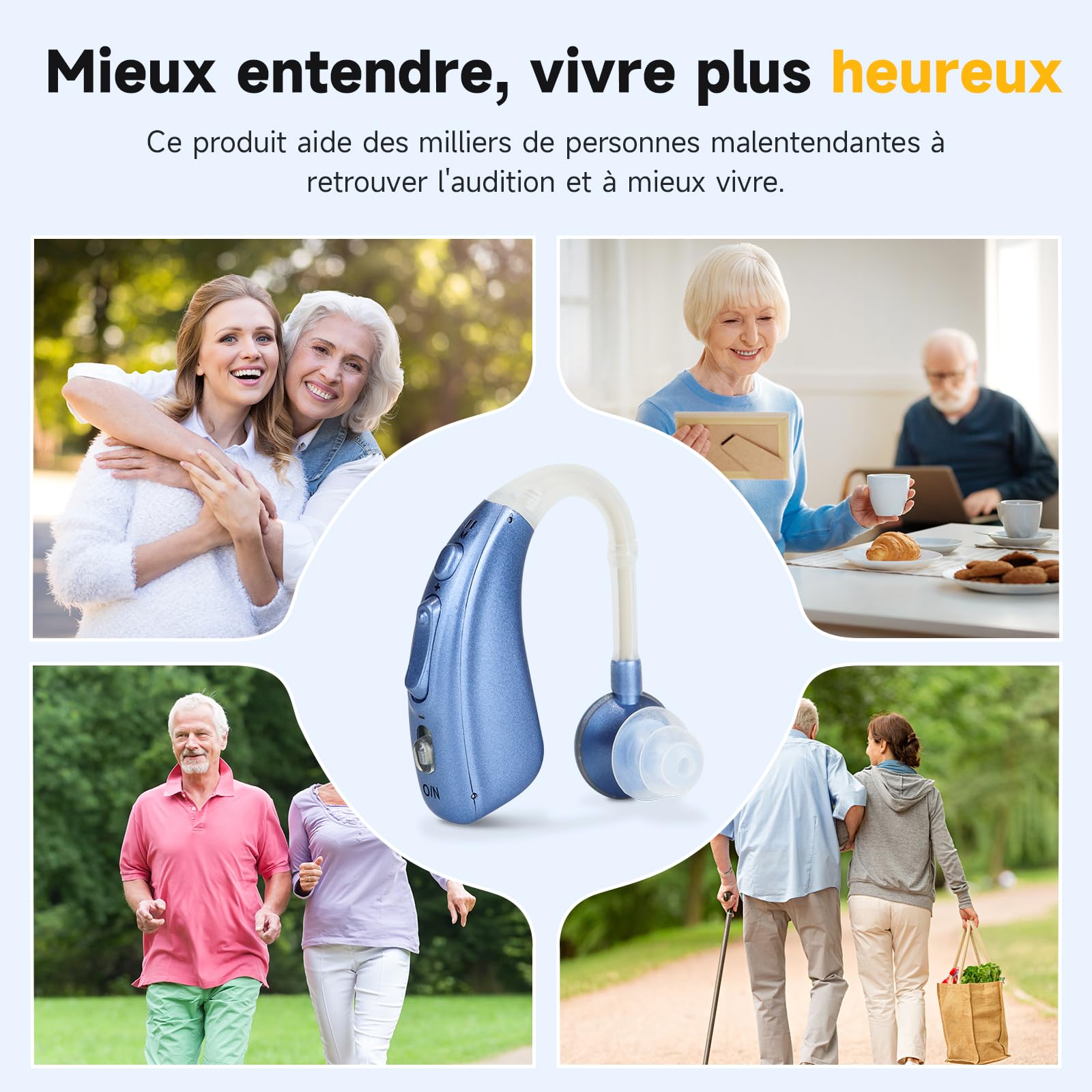 Britzgo Appareil – technologie de réduction numérique du bruit, 4 modes audio, utilisation simple, recharge par USB-C. (Bleu)
