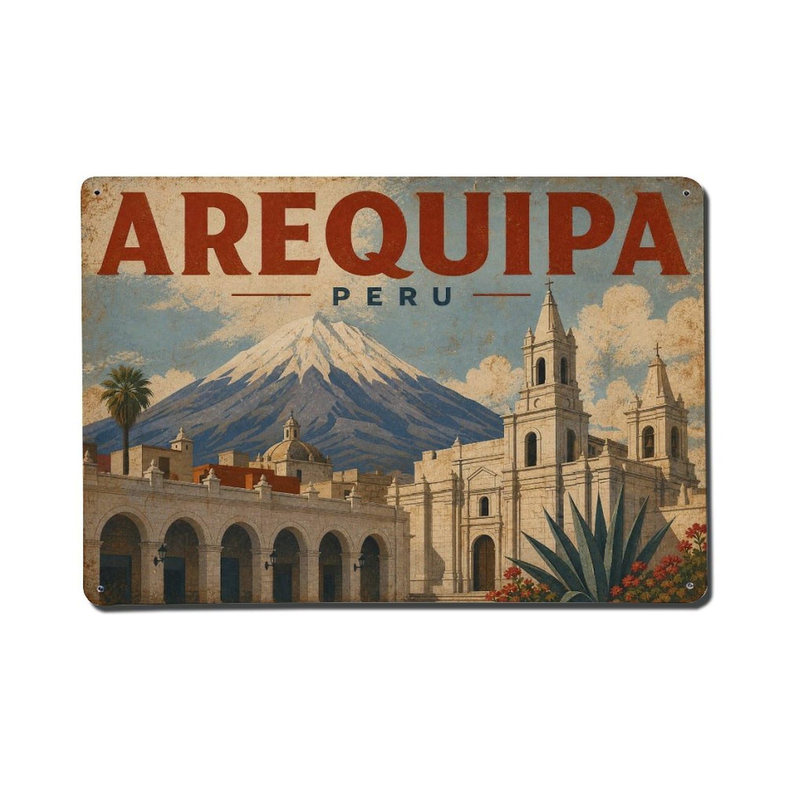 Retro Travel Peru Arequipa Metal Tin Sign
