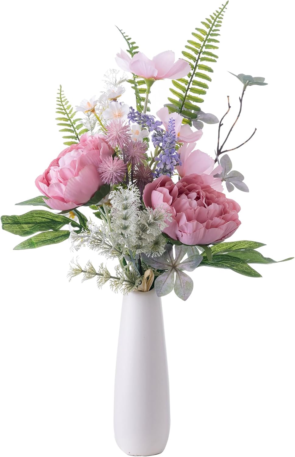 AGLZY Artificial Flowers Bouquet, Fake Flower Bouquet with Peony for Bridal Bouquets, Silk Floral Arrangements Faux Flowers Plant for Table Centerpieces Home Wedding Decoration, Dark-Pink