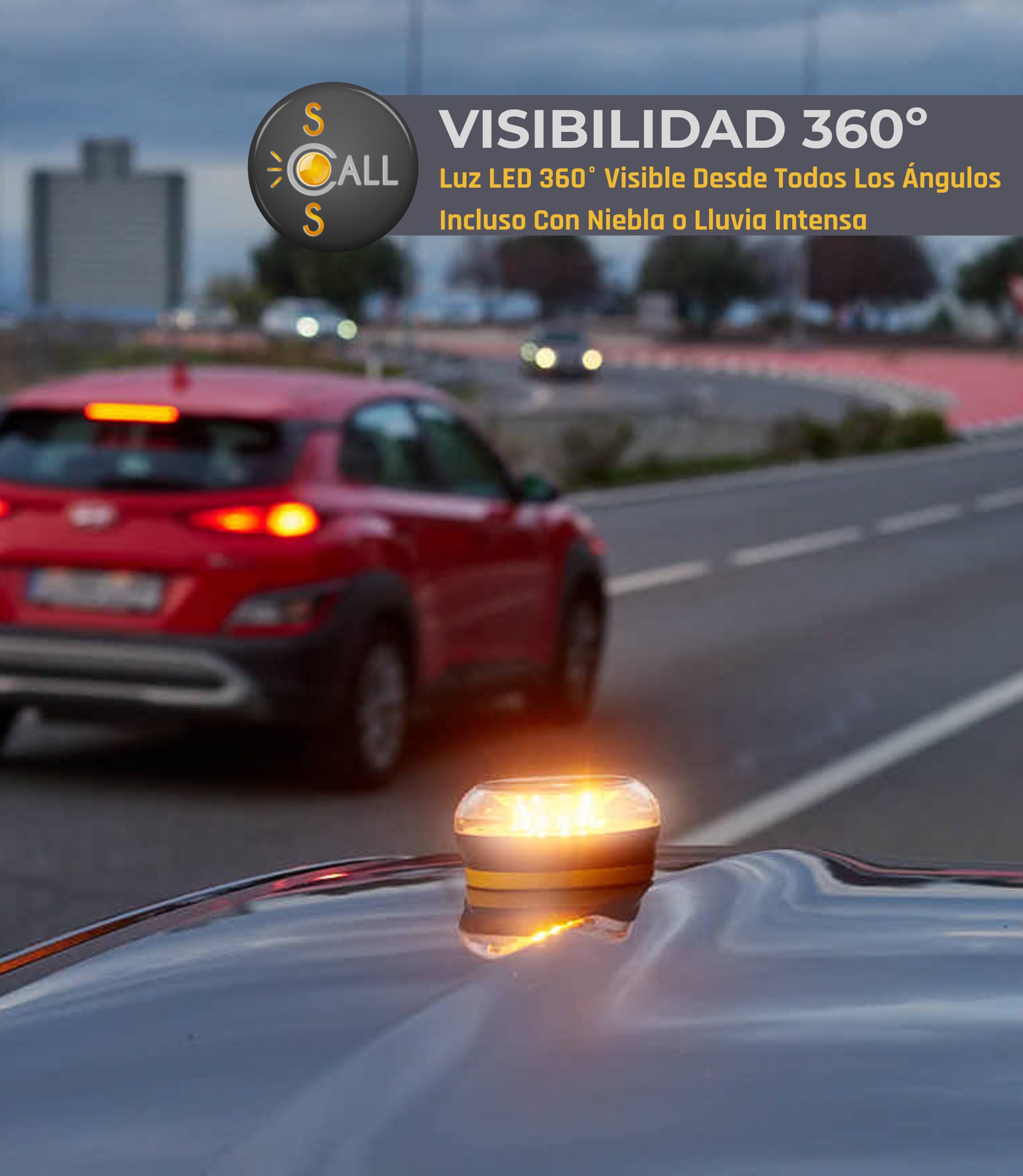 Luz Emergencia V16 Conectada DGT 3.0 Baliza Coche Homologada 2026 Geolocalización Tiempo Real 1 Km Visibilidad Alta Potencia LED Seguridad Carretera Sin Suscripción Datos Incluidos hasta 2040 — view 4