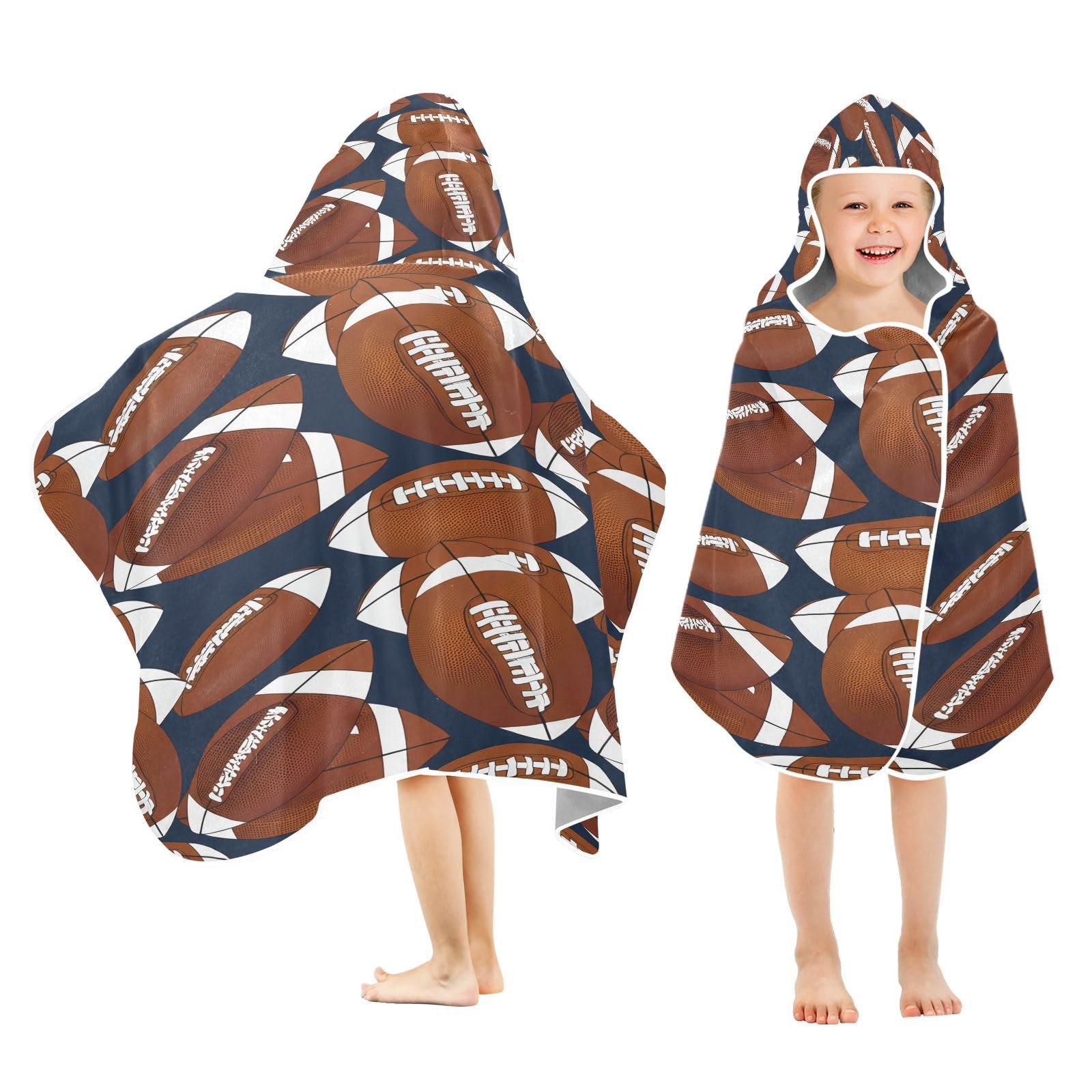Nesatuwa Hooded Towel for Kids,Football Night Kids Beach Bath Towels Soft Absorbent Quick Dry Poncho Towel for Girls Boys