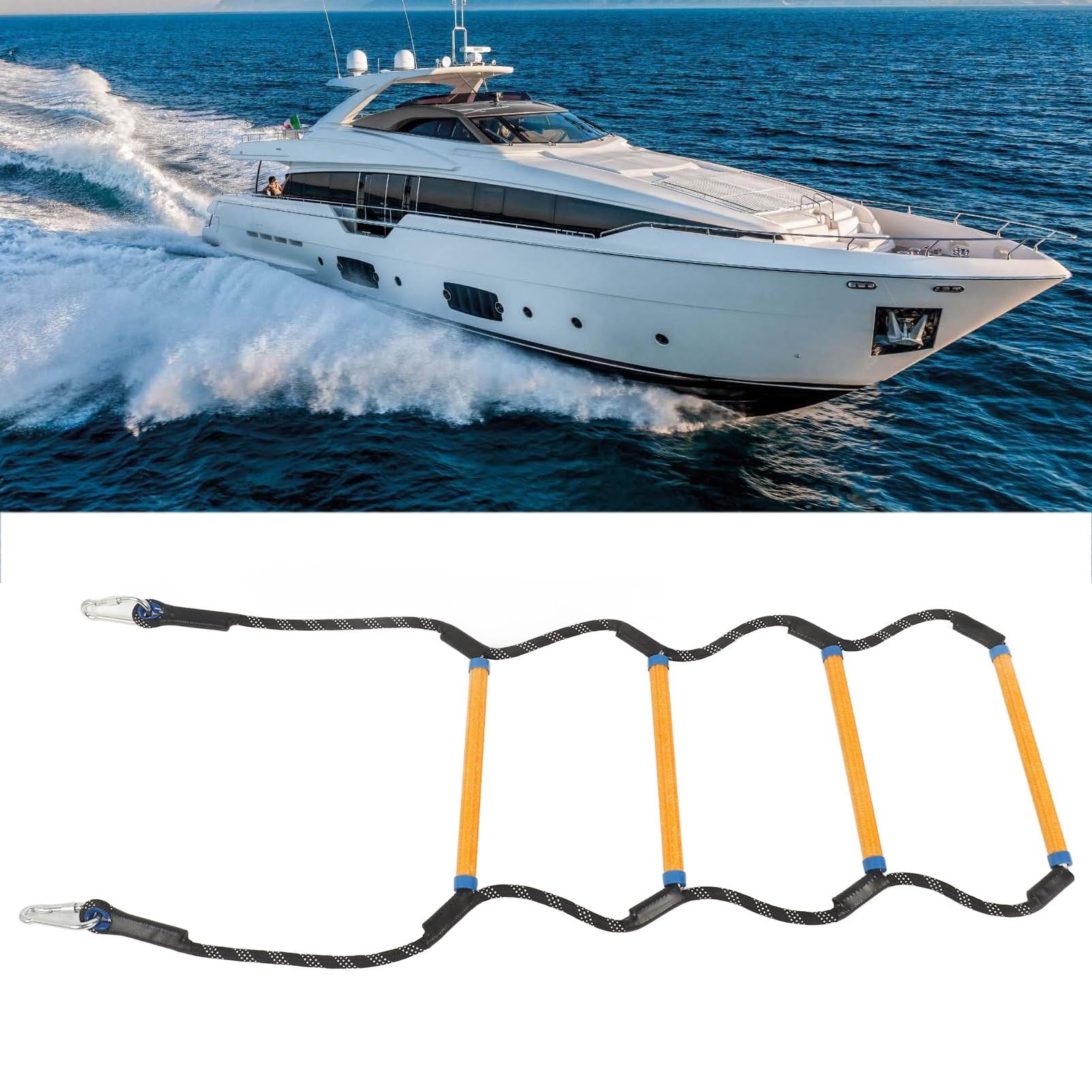 Échelle De Corde Pour Bateau - 152 Cm, Capacité 200 Kg, Nylon Et Éponge Antidérapante, Pour Kayak, Canoë, Yacht