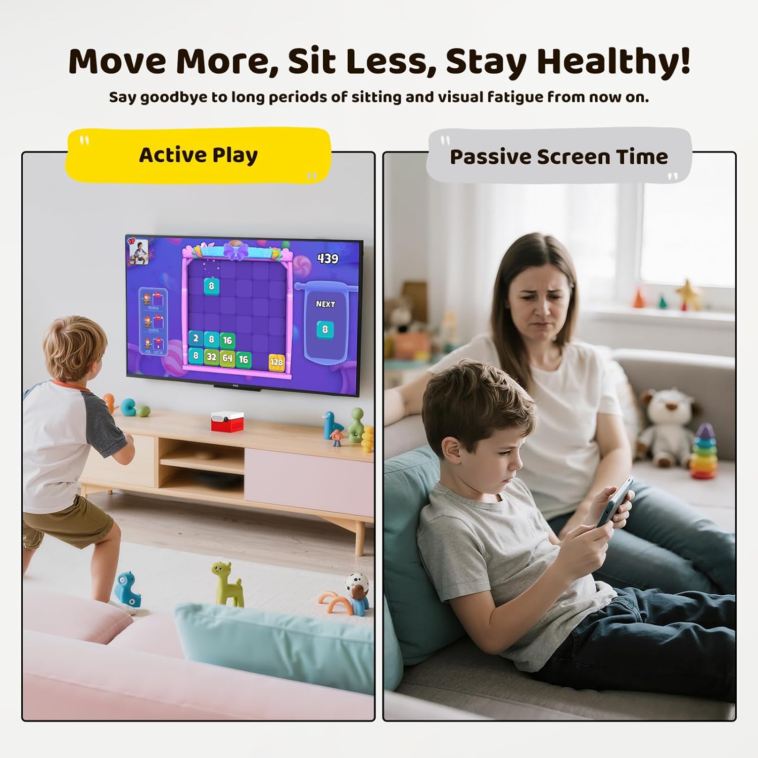 Kinhank MotionX Game Console for Kids & Family,Interactive AI Video System with 40+ Games,Multi-Player Active Play Connects to TV Plug&Play for Adults & Children,No Controllers Needed
