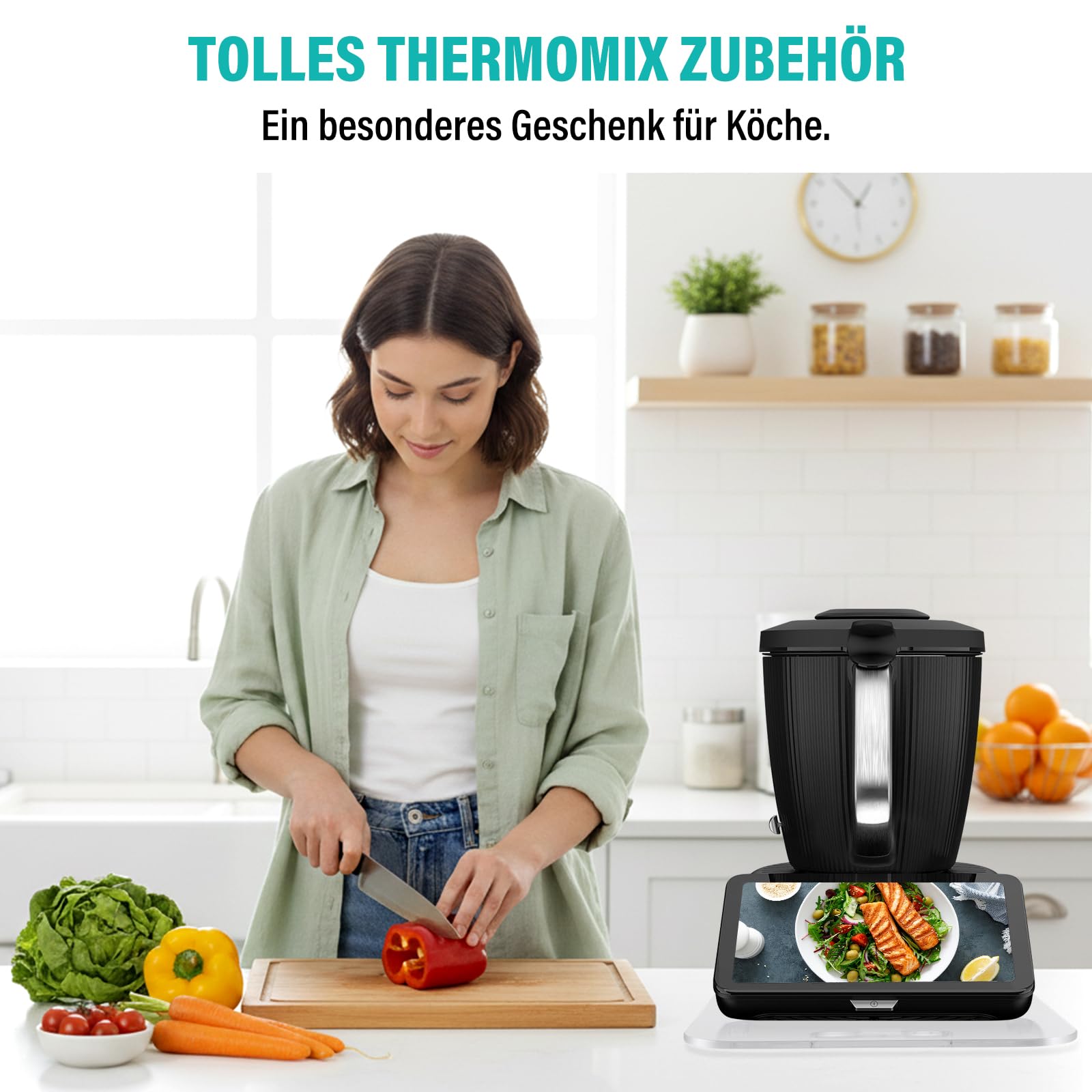 Tabla deslizante para Thermomix TM7, con un solo mango, para robot de cocina Thermomix Vorwerk TM7, accesorios (acrílico – transparente)