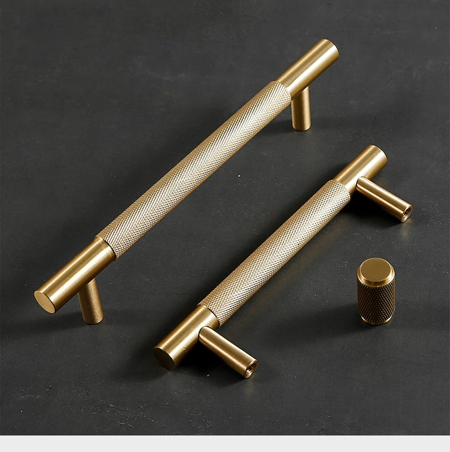 kitchen door handles,drawer handles, 1 pcs Golden Cabinet Pulls Door Knob Pull Knob Cupboard,T Bar Handle Copper Knurled Handle Furniture Drawer Pulls Handles for Kitchen cupboards (Hole Distance 128m