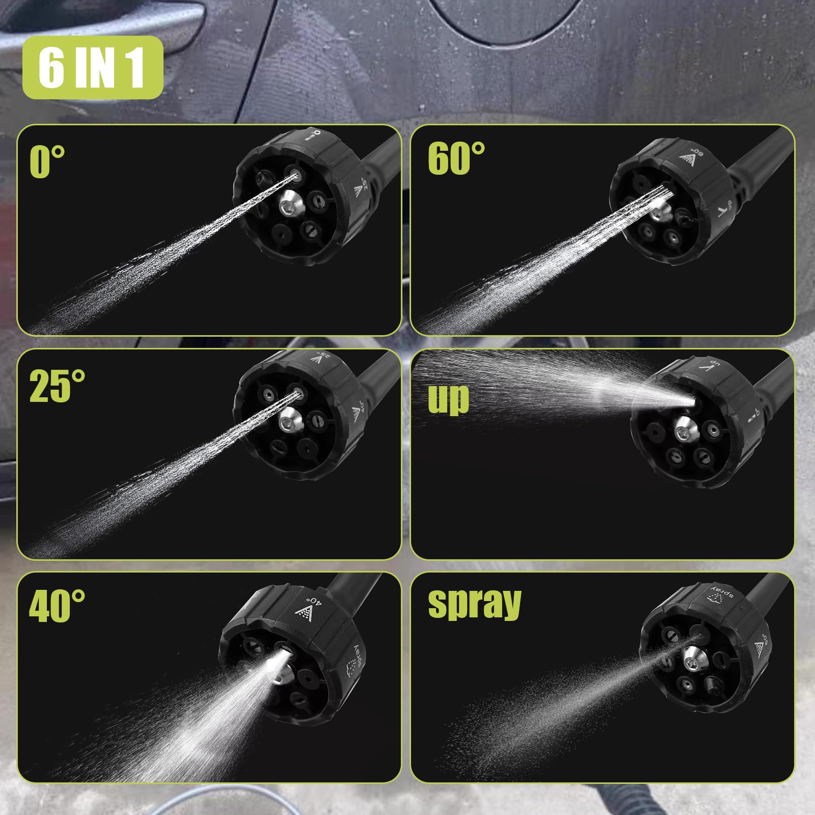 Rondella ad alta pressione 21 V, 30 bar, pistola portatile con 2 batterie ricaricabili 3,0 Ah, ugello multifunzione 6 in 1, tubo 5 m, pulizia e irrigazione auto