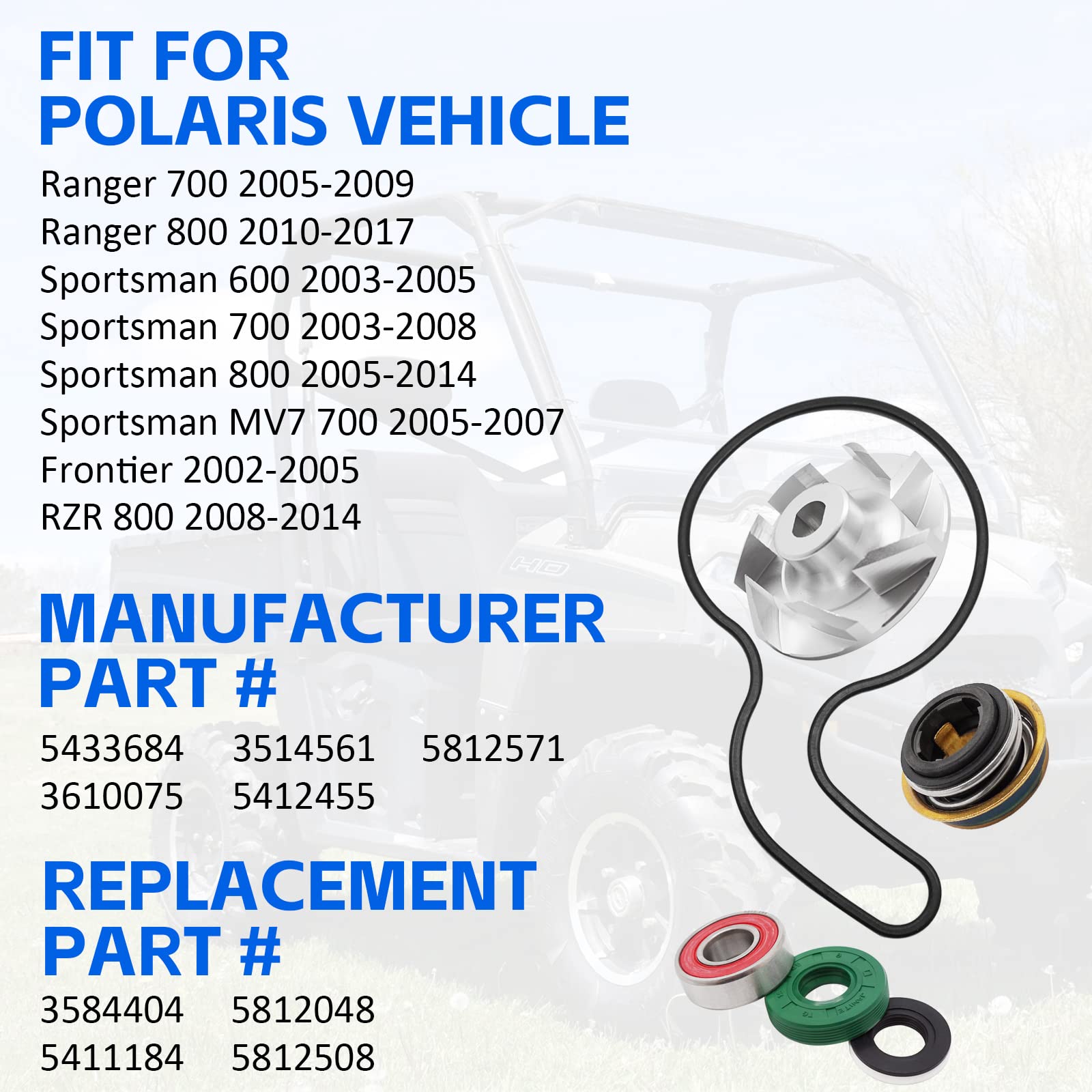 Polaris Ranger Oil Pump Polaris Ranger 500 Oil Filter Water Pump Seal Gasket Impeller For Polaris Ranger XP 700 Polaris Ranger 900 Xp Parts 2005-2008 Ranger Oil Pump