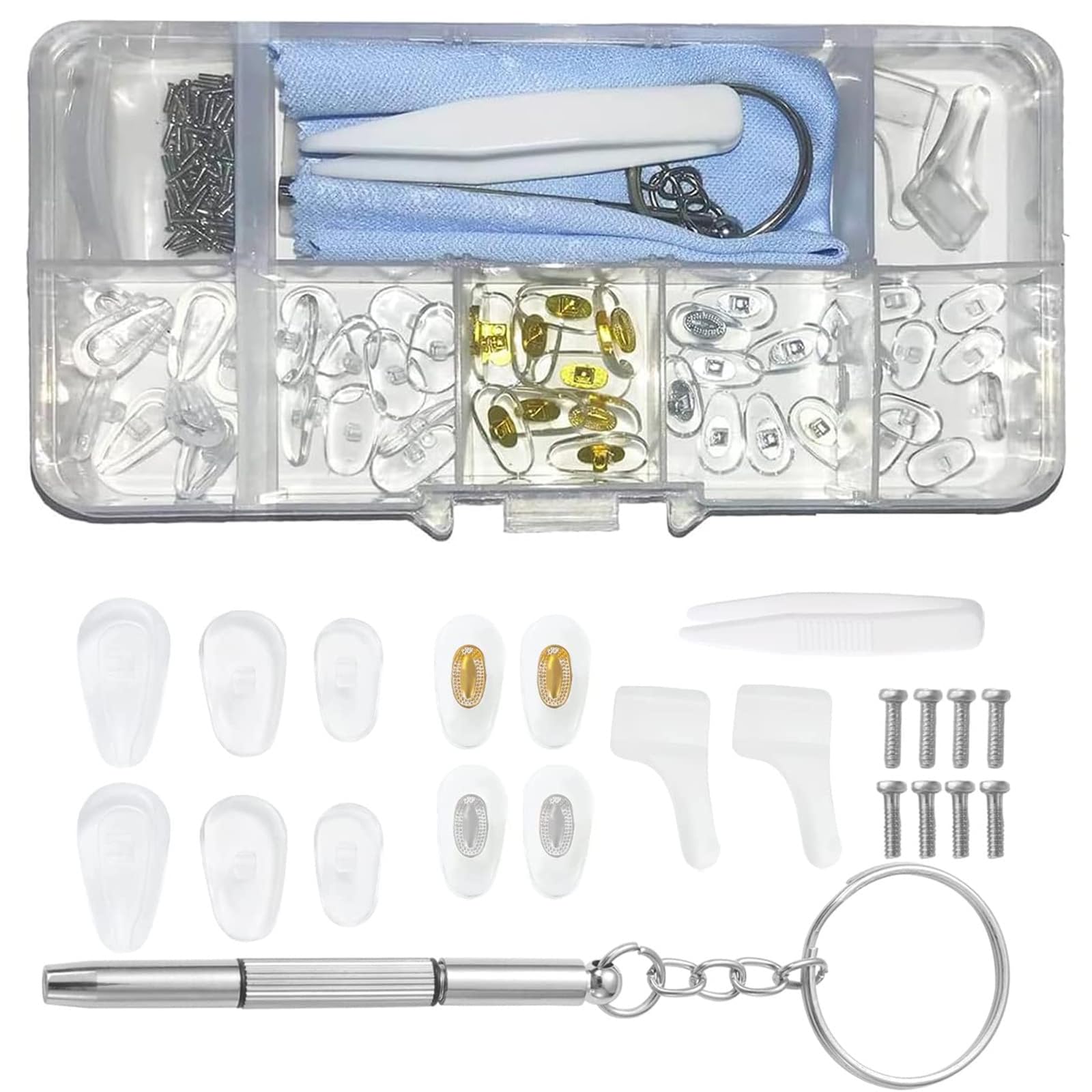 Kit Riparazione Occhiali - 35 Paia Di Cuscinetti Nasali In Silicone + Attrezzi