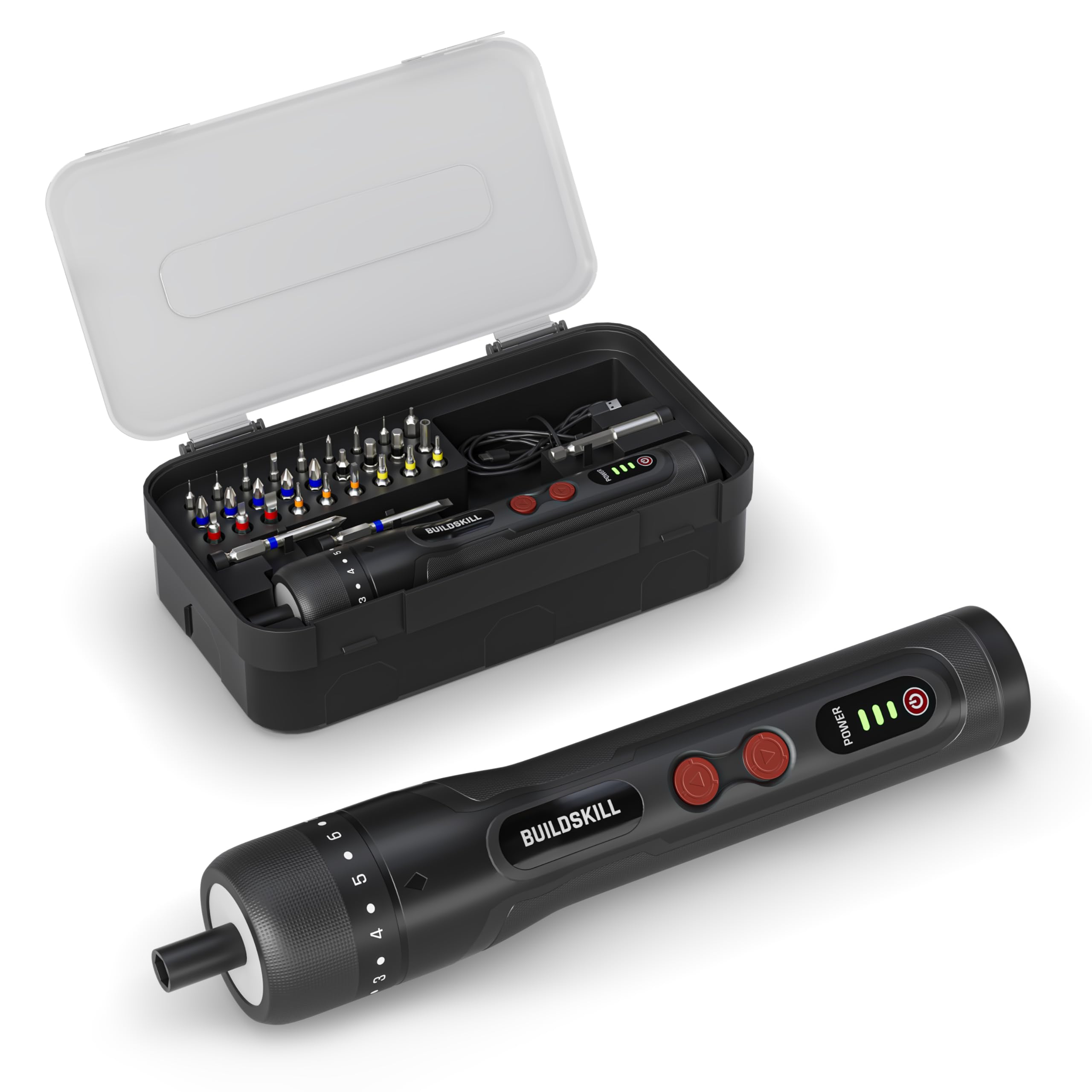 BUILDSKILL 8V cordless screwdriver set - 31 pieces | S2 & CR-V magnetic bits & chuck | forward & reverse function | 1600mAH battery | USB C type charging cable - ideal for DIY & professional use-image-4