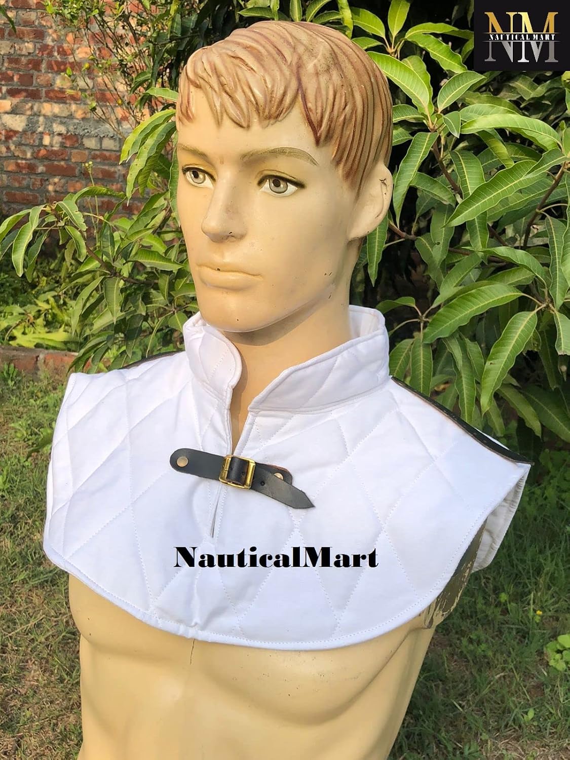 NauticalMart Cotton Padding Collar Armor Medieval Garment White Gorget Arming Neck Armor Renaissance Gambeson Cosplay Ren Faire Costume Men Armour