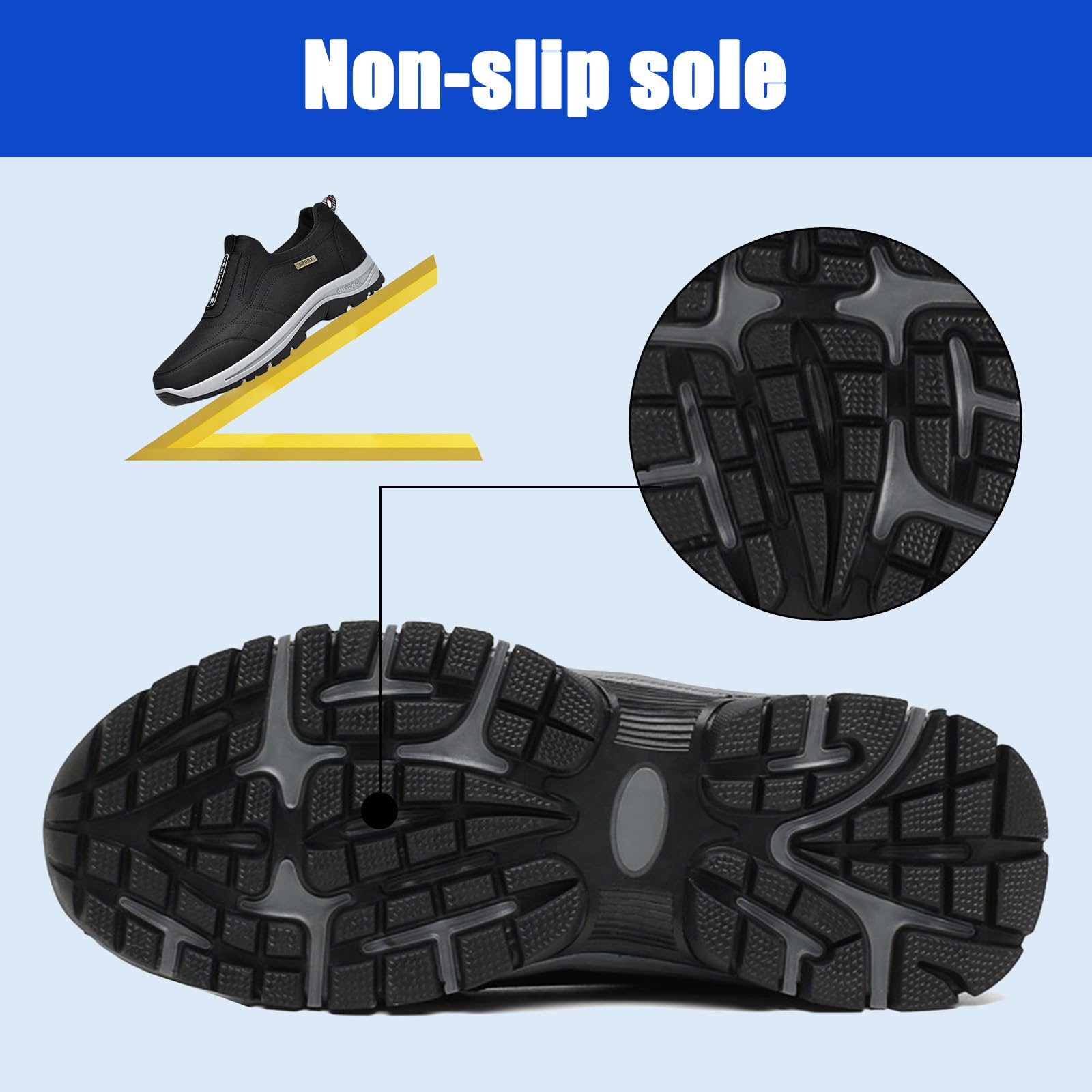 Zapatillas sin Cordones,Zapatillas Deportivas Hombre,Waterproof Zapatillas De Senderismo Trekking,Ligero Antideslizantes Zapatos Deportivas Ortopédicos,Gris,42EU