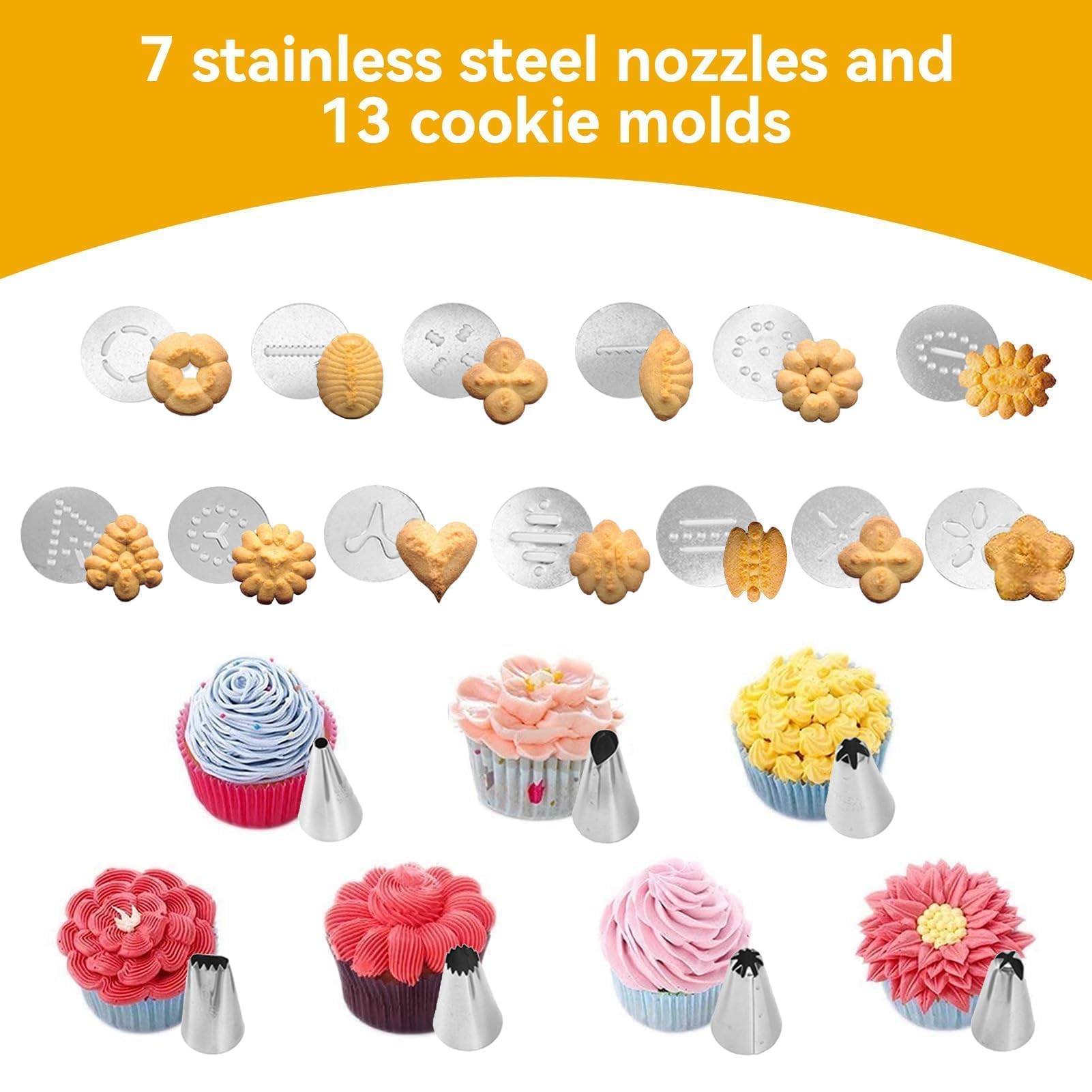 Kit Presse à Biscuits 13 Pochoirs + 7 Douilles | Acier Inoxydable | Pour Décoration Gâteaux, Pâtisserie DIY