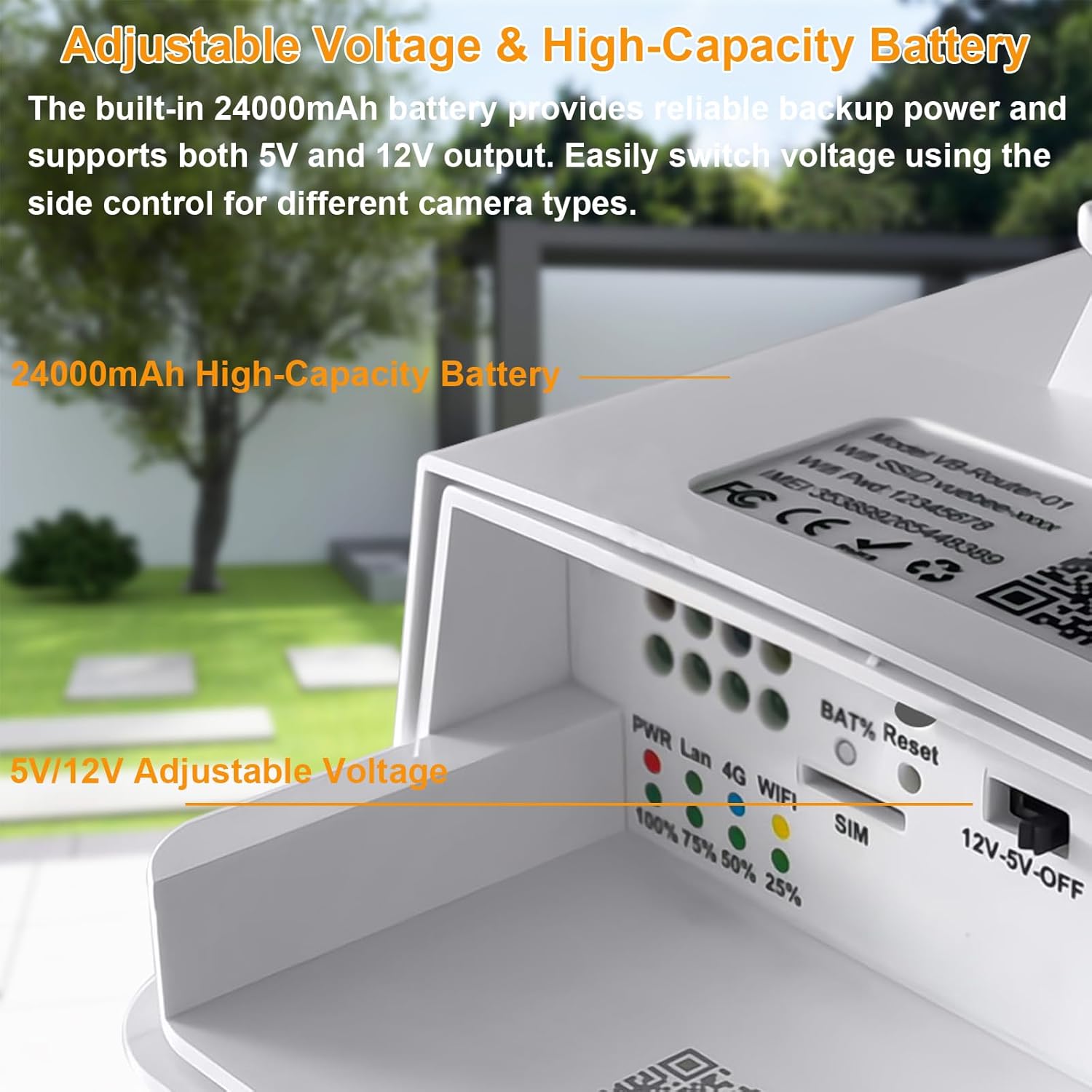 Zivif 40W Solar Panel Kit with 24000mAh Battery, 5V/12V Adjustable Output, DC & USB-C Power, Compatible with 12V Cellular Security Cameras & Trail Cameras