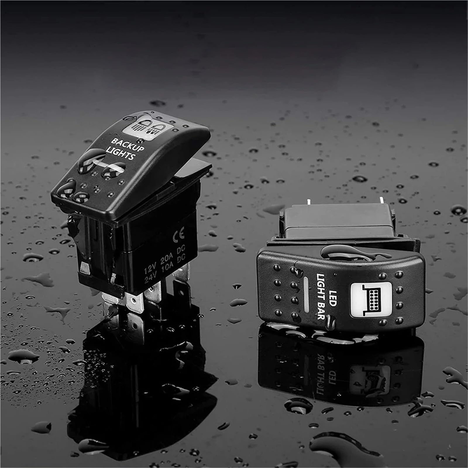 Przełącznik kołyskowy 12V 24V morski Wodoodporny 5-stykowy przełącznik WŁ.-WYŁ. Przyciski lampy LED do samochodów ciężarowych ATV UTV RV Motoryzacja łodzi(LED Light Bar)