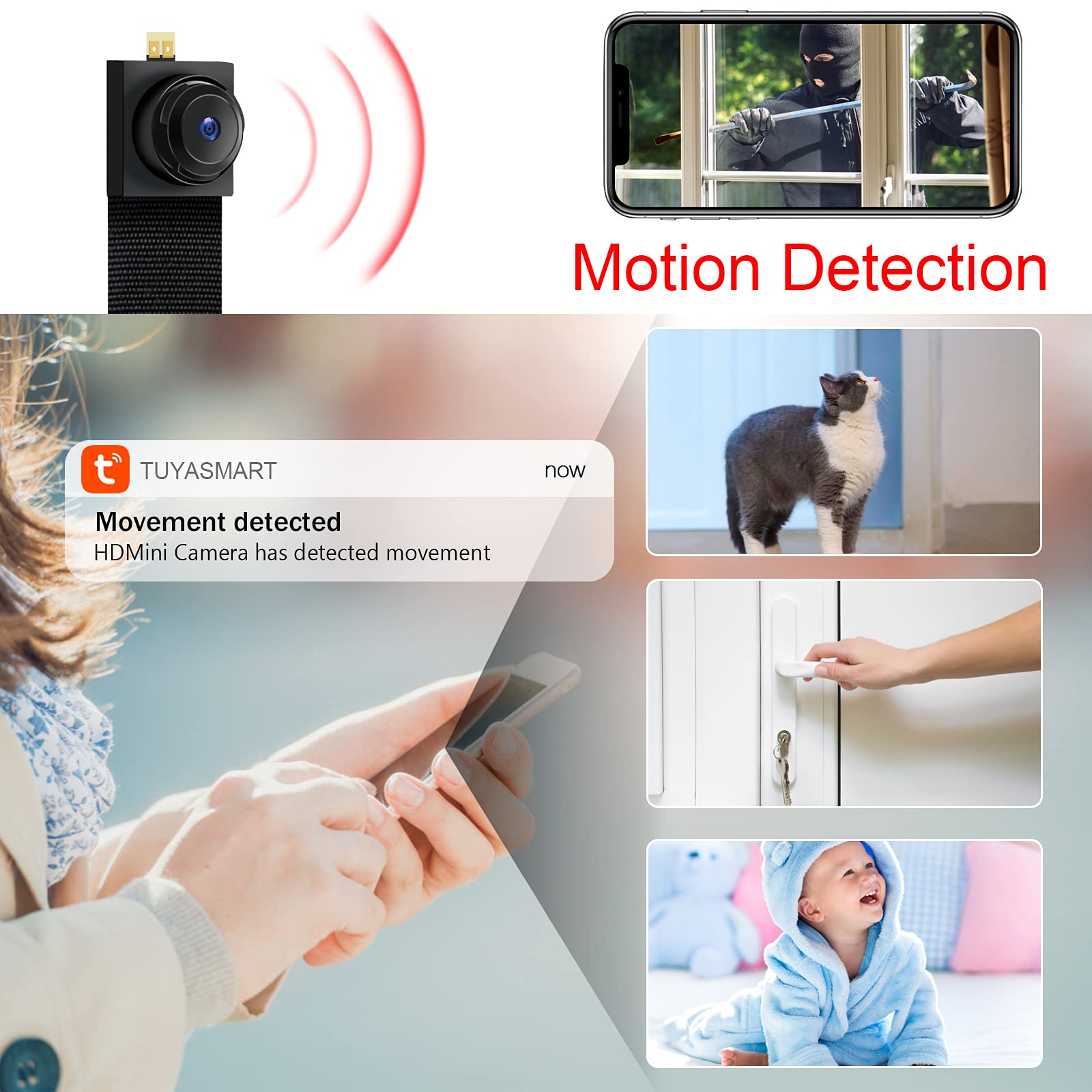 LXMIMI Mini Telecamera Wifi, HD 1080P Telecamera Spia supporto 2.4 e 5G WiFi con Rilevamento del Movimento per la Sicurezza Domestica Telecamera di Sorveglianza APP Vista Remota