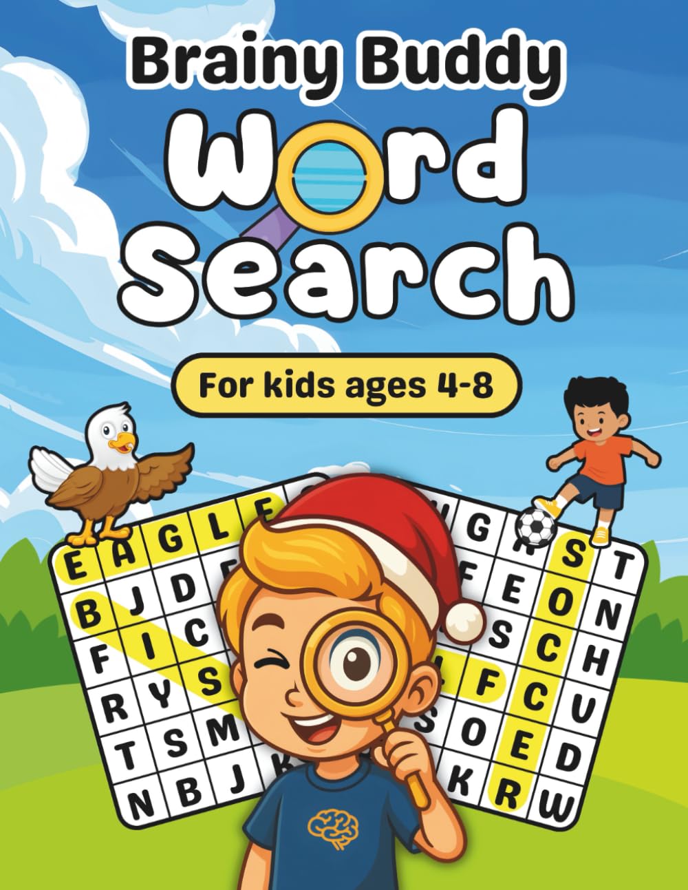 Brainy buddy word search for kids ages 4-8: 30 themed words searches, Large prints perfect for christmas gift for kids