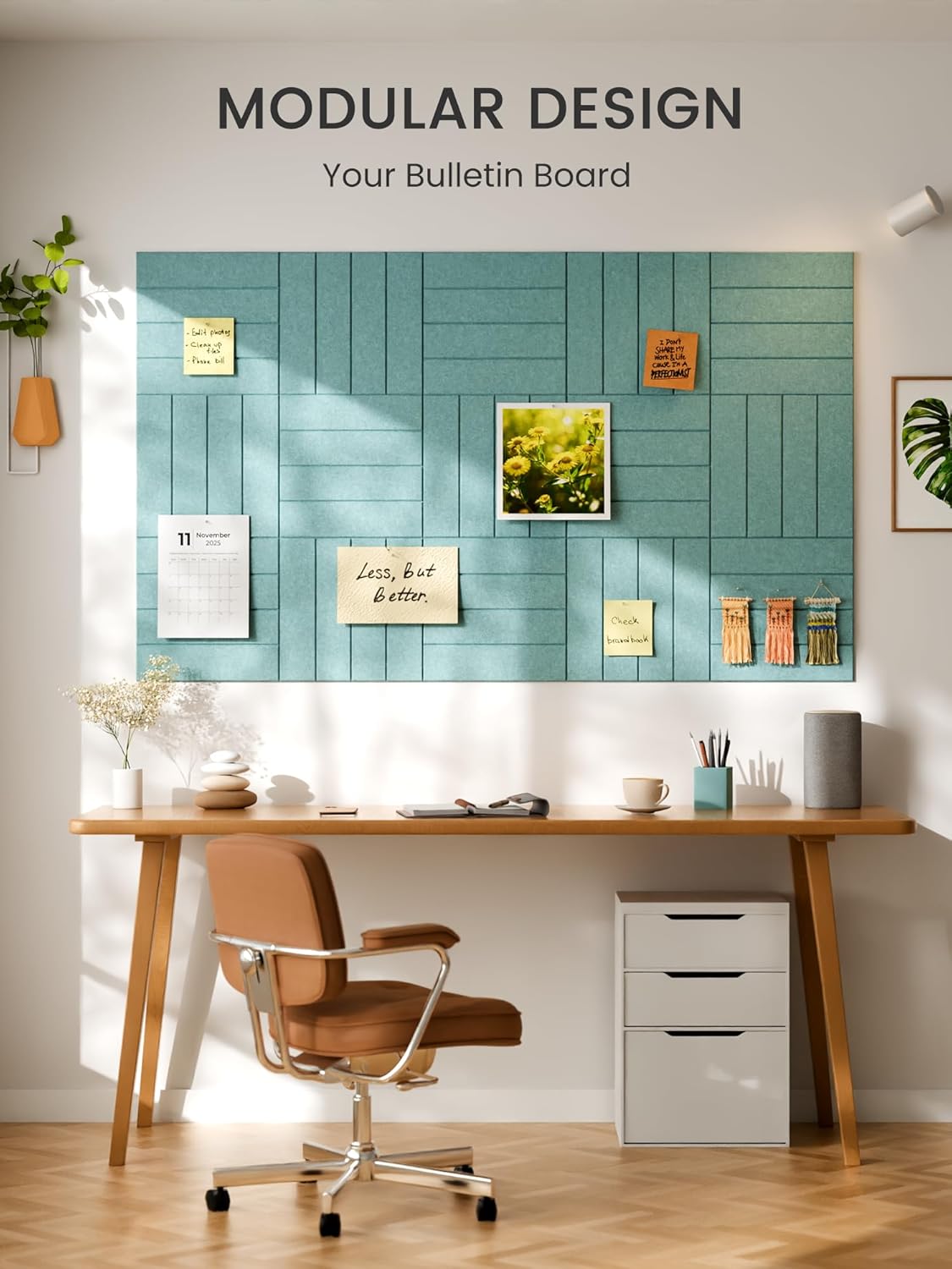 Bumusty Large Cork Board Alternative-48 x 36" Felt Bulletin Board Tiles, with 30 Pushpins, 70 Adhesive Tabs, 12-Pack Slat Wall Paneling, Cork Boards for Office Push Pin Board Felt Board-Aqua Blue