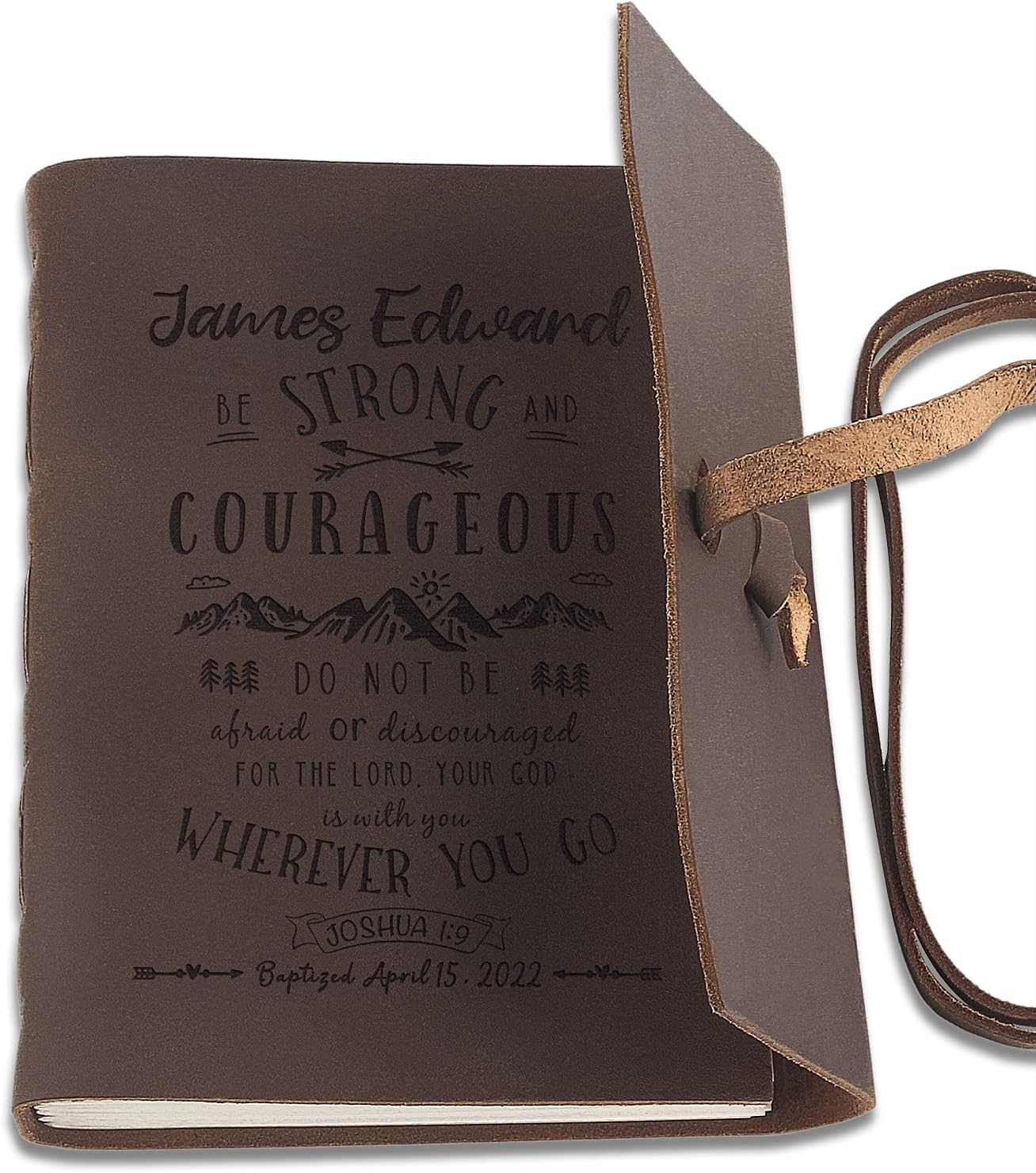 kullder Customized Christian Gifts for Boy Girl Custom Journal Christening Gift Personalized Leather Notebook Baptism Gifts First Praying Journal 5×7 IN Showering Gifts Religious Gift for Men