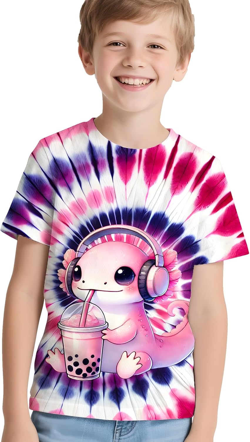 Kids Neon Tie Dye Shirt for Boys Girls Tie-Dye T-Shirt Hippes Tshirt Senior Children Tee Size 6-16 Years Age - Image 3