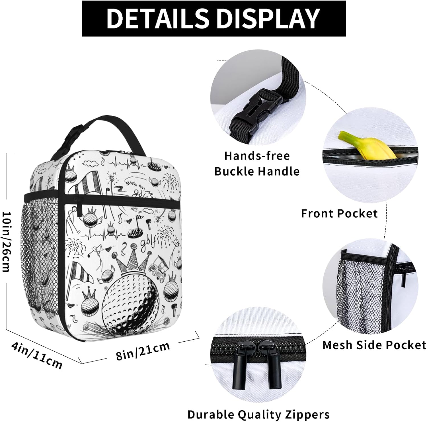 Golf Lunch Box Portable Insulated Cooler Lunch Bags Multicolor Cartoon Lunch Bag For Women Men Kids Boys Girls School Work Office Travel Picnic Gifts image 5