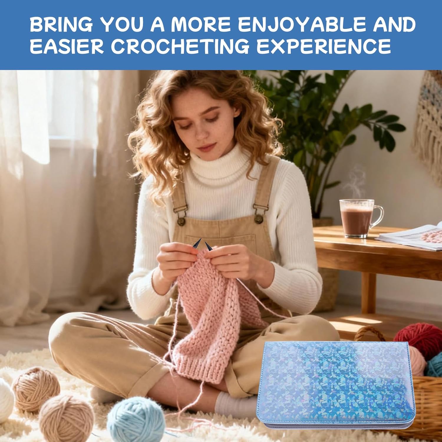 WAZAIGUR Interchangeable Aluminum Circular Knitting Needles Set, Knitting Needles Set, 3mm 3.25mm 3.5mm 3.75mm 4mm 4.5mm 5mm 5.5mm 6mm 7mm 8mm 9mm 10mm Knitting Needles, 13 Pairs