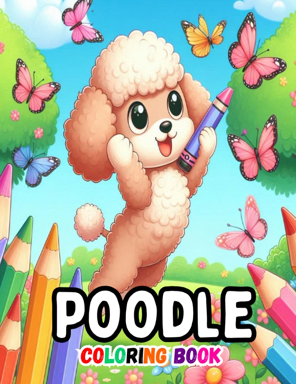 Poodle Coloring Book: Big and Simple Colouring Pages for Kids, 30 Cute Illustrations of Poodles for Children Preschool & Kindergarten