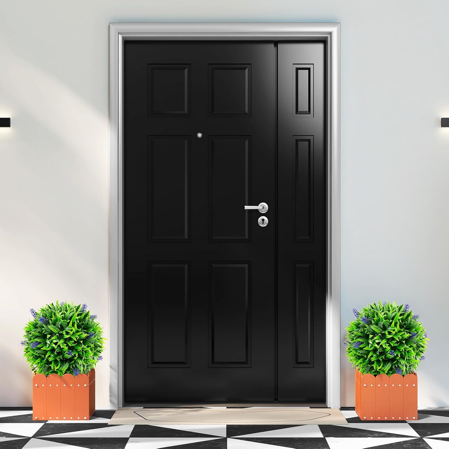 Goplus 12 Inch Artificial Lavender Topiary Balls Set of 2, Outdoor Faux Greenery Balls with Flowers, Fake Plant Sphere, Round Artificial Plant Balls for Front Door, Porch, Backyard, Home Décor