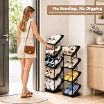 2 Sac à chaussures étroite en pente 5 Niveaux - Racks de chaussures verticales debout gratuits pour petits espaces et coin, organisateur de rangement de chaussures pour entrée, étagère Tall Slim Shoe pour bottes de chaussures - noir
