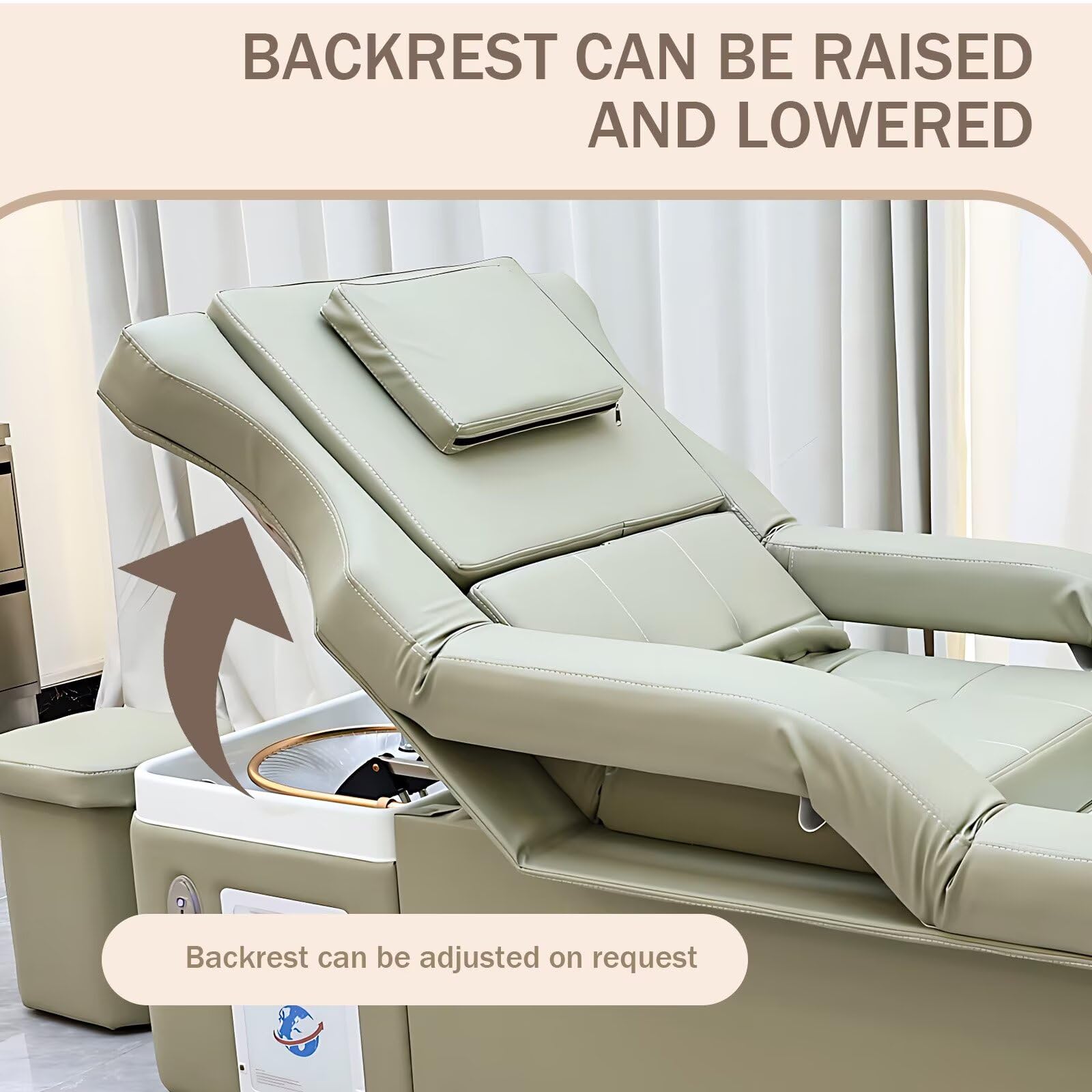 Professionelle Kopf-Spa-Waschliege, Verstellbare Massageliege mit Wasserzirkulation, Fußbadewanne, Begasung, Salon-Spa-Ausstattung Im Frischen, Eleganten Stil