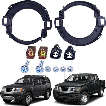 One Set Fog Light Lamp Brackets + Screws + Clips Compatible With Nissan Frontier 2010-2019 & Xterra 2005-2015 Replaces NI2590102 DS684-B0000 26150-EA025 P14899CAPA