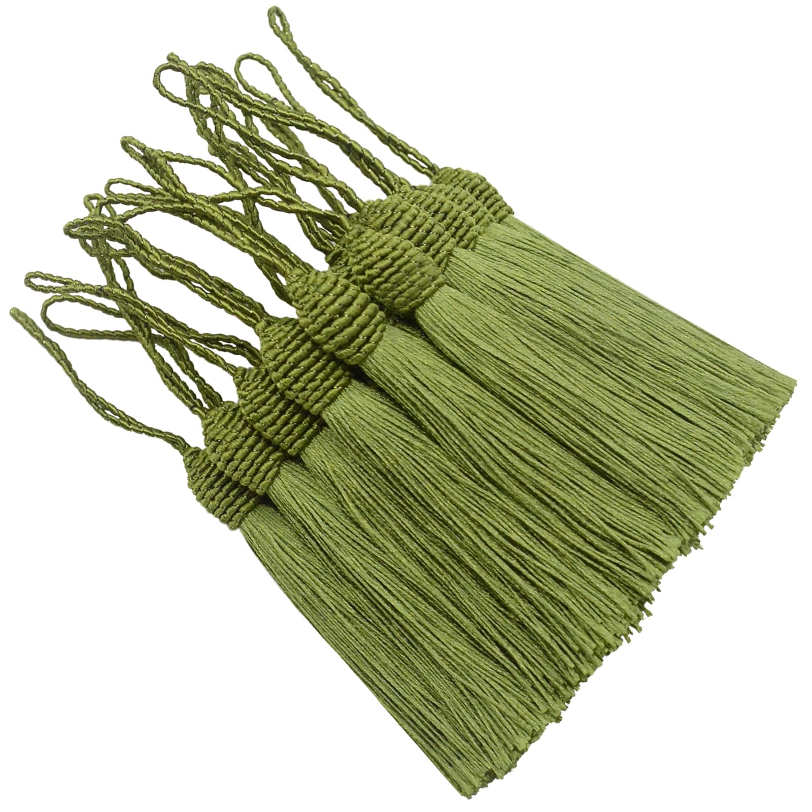 20pcs 15.5cm Silky Handmade Bookmark Tassels for DIY Craft-Army Green